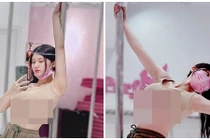 Ngượng đỏ mặt trước hot girl siêu vòng 1 hớ hênh khi múa cột