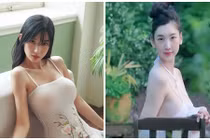 Hot girl xinh đẹp mặc đồ trắng mỏng tang khoe dáng chữ S 