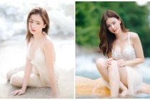 Hot girl búp bê sứ mặc mỏng tang, xẻ ngực sâu khi đi tắm