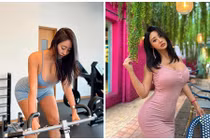 Hot girl “nghiện” mặc hở khoe vòng một “khủng” trong phòng tập