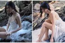 Hot girl đi tắm suối, diện đồ mỏng khoe body chữ S