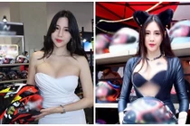 Đứng bán mũ bảo hiểm, hot girl mặc o ép vòng một “ngoại cỡ“