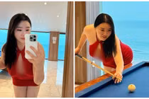 Ngượng đỏ mặt trước hot girl siêu vòng 1 hớ hênh khi chơi bida