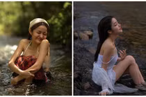 Hot girl mặc mỏng dính, khoe body nuột nà khi đi tắm suối