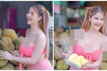 Phát ngượng hot girl mặc trễ nải khoe vòng một khi bổ sầu riêng