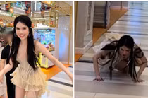 Ngọc Trinh bị chỉ trích khi mặc váy ngắn, trượt patin nơi mua sắm
