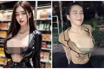 Ngượng đỏ mặt hot girl hở nội y lộ liễu ở siêu thị