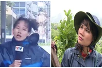 Chân dung BTV Nguyễn Ngân tác nghiệp ở Hà Nội giữa siêu bão Yagi 