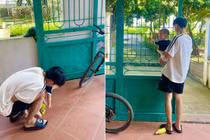 Chàng trai đạp xe 3 tiếng đến thăm chị gái vì quá nhớ cháu