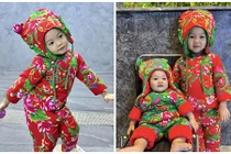 Đàm Thu Trang khoe hai con diện trang phục Tết đáng yêu