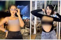 Hot girl mặc mốt hở chân ngực hớ hênh nơi đông người