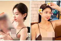 Hot girl mặc trễ nải, cố ý nằm nghiêng khoe vòng một 101 cm