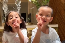 Cặp song sinh nhà Hồ Ngọc Hà bắt trend “nín”