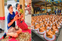 Cưới vợ như ý, người đàn ông đem 99 thủ lợn đi lễ tạ