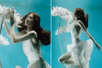 Vợ Hồ Quang Hiếu đẹp mặn mà chụp ảnh dưới nước