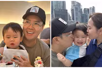 Ca sĩ Lê Hiếu đón sinh nhật bên vợ con