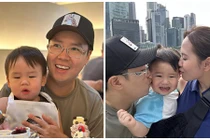 Ca sĩ Lê Hiếu đón sinh nhật bên vợ con