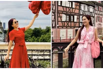 Vợ hơn tuổi của Bình Minh khoe vẻ trẻ trung ở Pháp