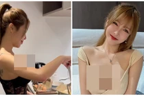 Hot girl người Malaysia mặc nội y khi nấu nướng