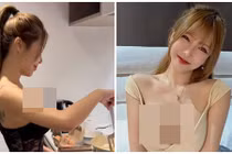 Hot girl người Malaysia mặc nội y khi nấu nướng