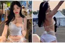 Phát ngượng với hot girl diện quần ngắn cũn cỡn khi đi ăn