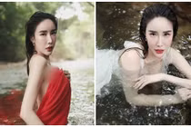 Hot girl xinh đẹp gây chú ý khi tung ảnh tắm suối