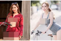 Mặc váy siêu ngắn, hot girl lộ điểm nhạy cảm khi đạp xe