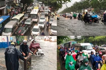 Mưa xối xả, giao thông cửa ngõ ra vào sân bay Tân Sơn Nhất hỗn loạn