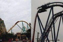 Tàu lượn chết máy, hành khách bị treo lơ lửng trên không