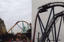 Tàu lượn chết máy, hành khách bị treo lơ lửng trên không