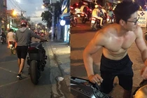 Ảnh đời thường của hot boy dắt xe bị chụp lén trên phố
