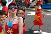 Cô gái dùng cờ Tổ quốc quấn ngang hông nói gì?