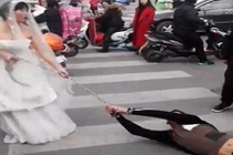 Trốn khỏi đám cưới, chú rể bị cô dâu kéo lê trên phố?