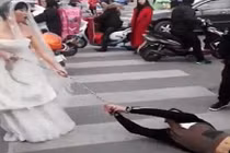 Trốn khỏi đám cưới, chú rể bị cô dâu kéo lê trên phố?