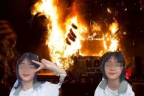 Nữ sinh "hứng gạch" tơi bời vì selfie trước đám cháy