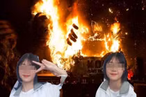 Nữ sinh "hứng gạch" tơi bời vì selfie trước đám cháy