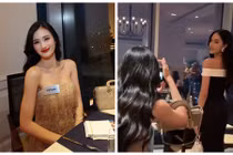 Ý Nhi lăn xả chụp ảnh cho cô bạn thân ở Miss World 2025