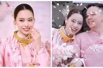 Á hậu Tâm Như đeo vàng trĩu cổ trong lễ đính hôn