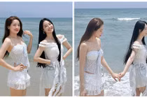 Chi Pu khoe dáng gợi cảm bên mỹ nhân xứ Trung khi đi biển