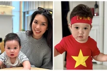 Con trai siêu mẫu Hà Anh bắt trend “em bé yêu nước”