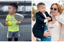 Minh Hằng khoe quý tử tập đánh pickleball