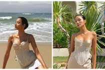 Á hậu Hoàng Thùy khoe làn da nâu bóng, vóc dáng gợi cảm 