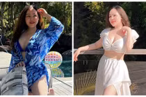 Diễn viên Trương Phương cao 1m50 khoe body gợi cảm bên bể bơi