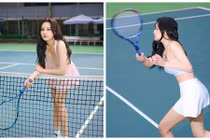 Mai Phương Thúy khoe eo nhỏ xíu trên sân tập