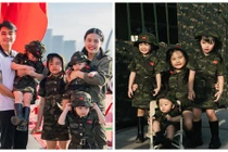 4 con của diễn viên Vân Trang hóa "bộ đội nhí"