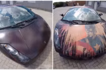 Siêu xe Lamborghini Gallardo đổi màu khi bị dội nước