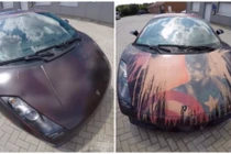 Siêu xe Lamborghini Gallardo đổi màu khi bị dội nước