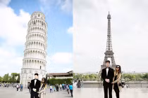 Xúc động con gái ôm “hình nhân” cha đi khắp thế giới