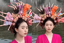 Cô gái bắt trend “cài hoa lên tóc” độc lạ không ai ngờ tới