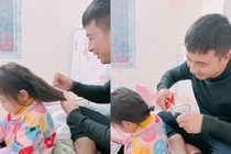 Mẹ yên tâm giao bố cắt tóc cho con và cái kết